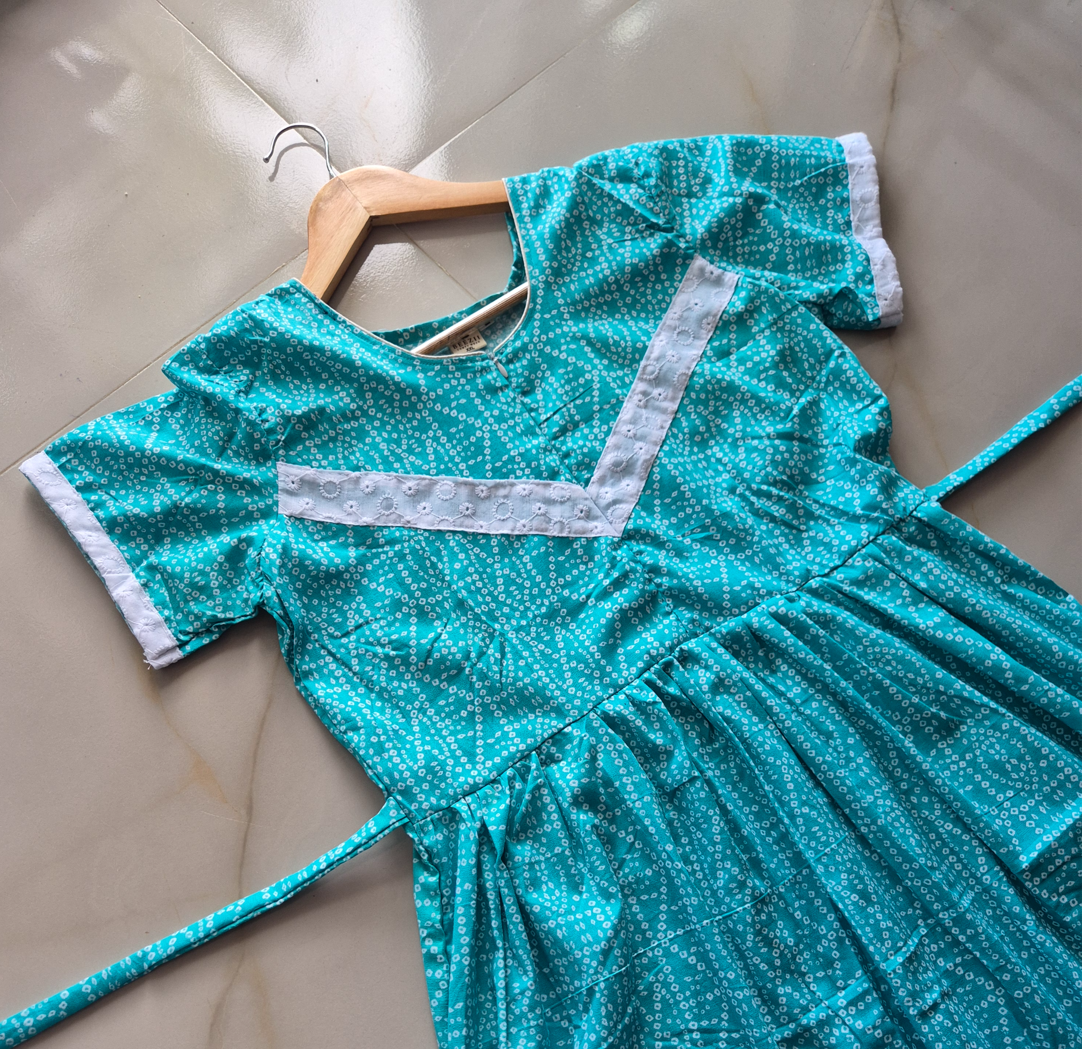 Sea Blue White Batik Cotton Casual/Feeding maxi