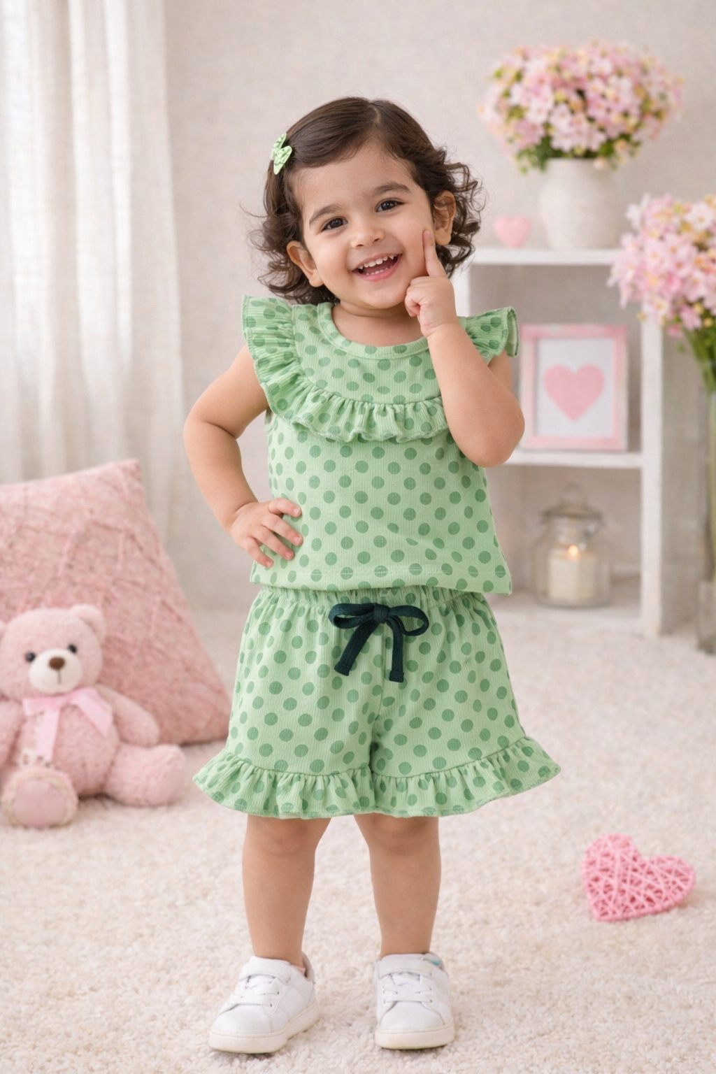 Green Dot Sleeveless Co-ord sets