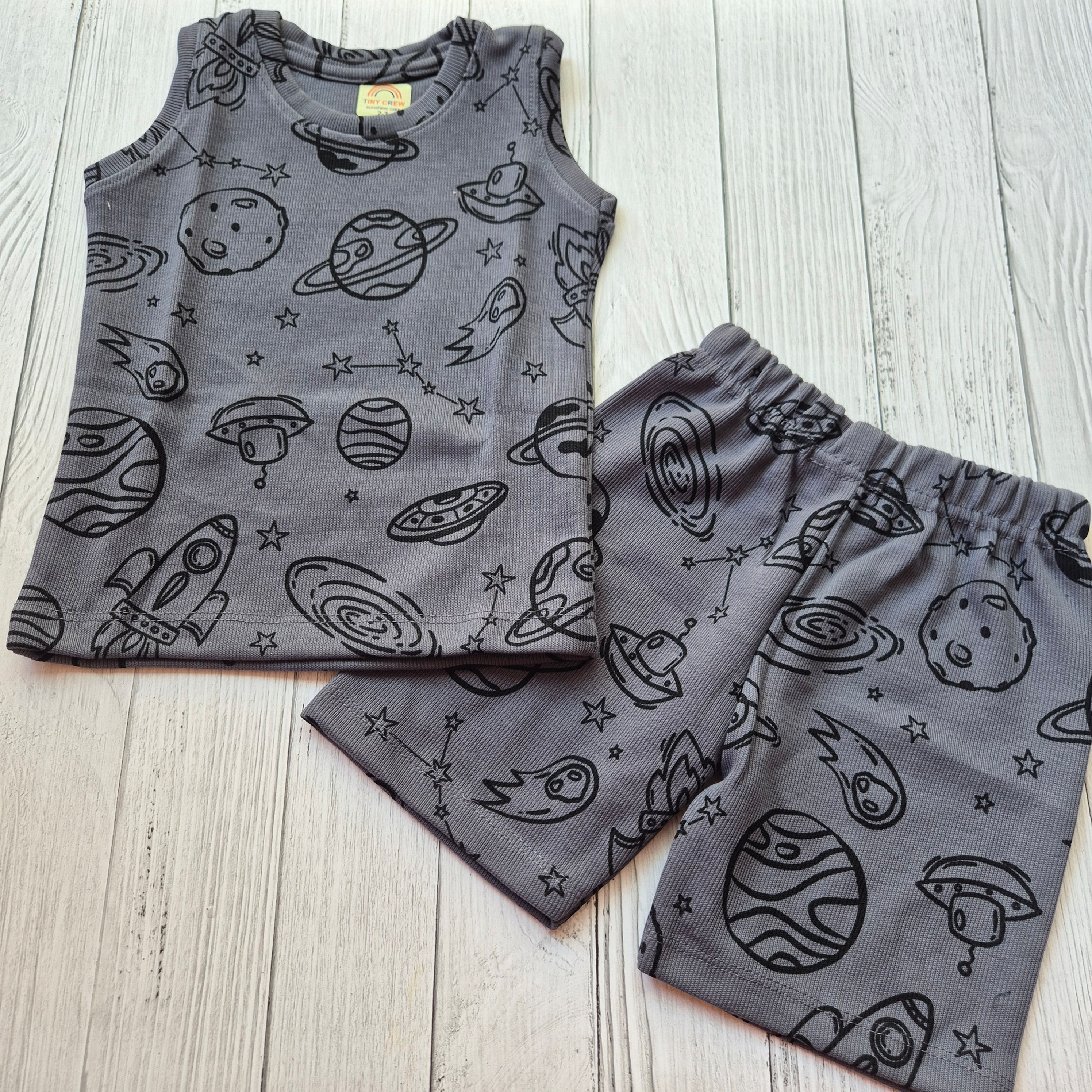 Grey Space Sleeveless shorts set