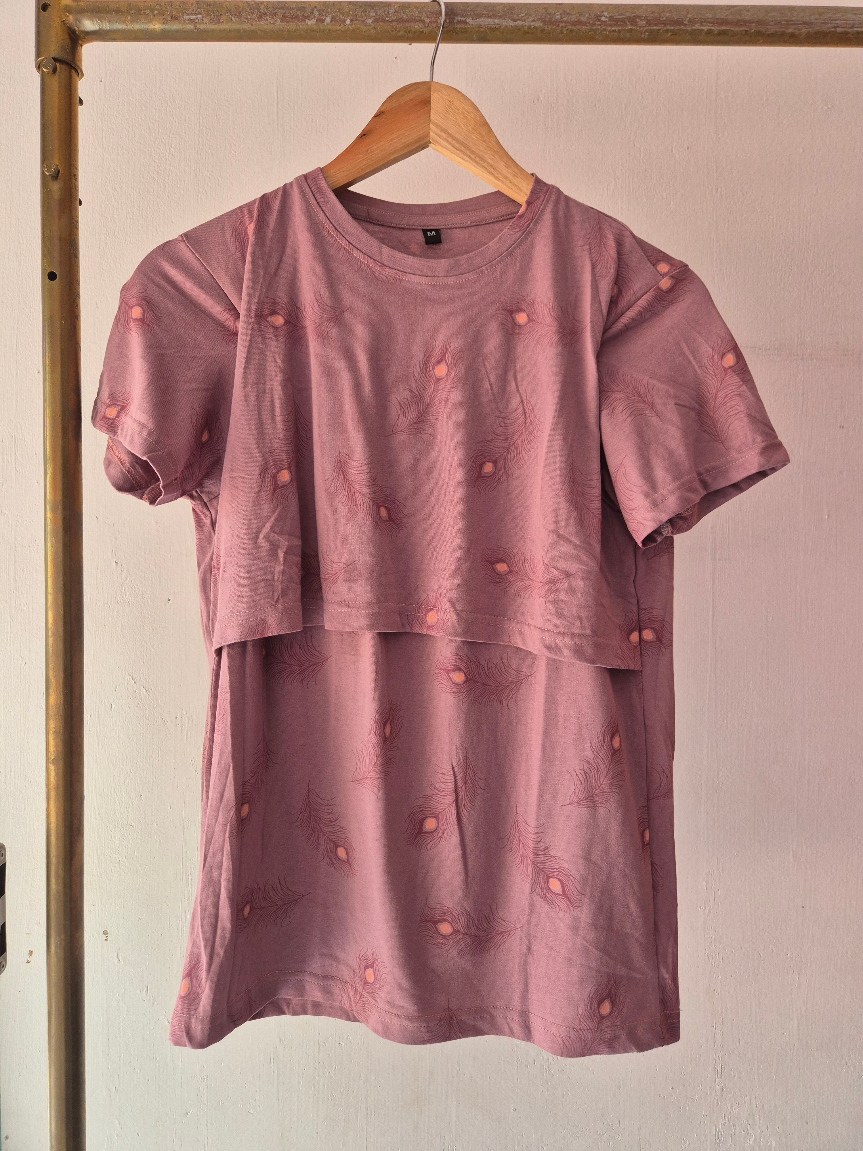 Dusty Lavender Peacock Zipless Tshirt with Elastic