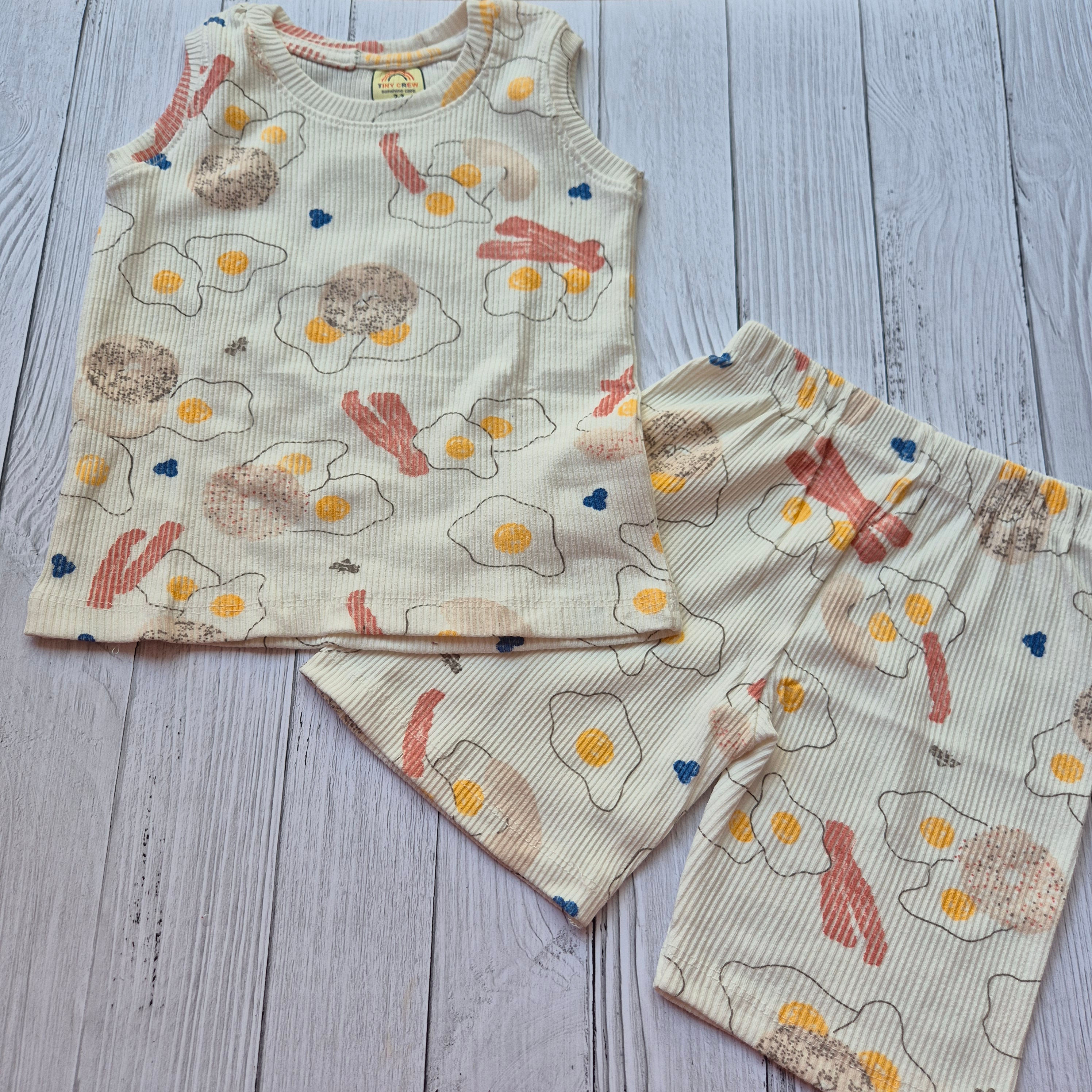 Beige Egg Sleeveless shorts set