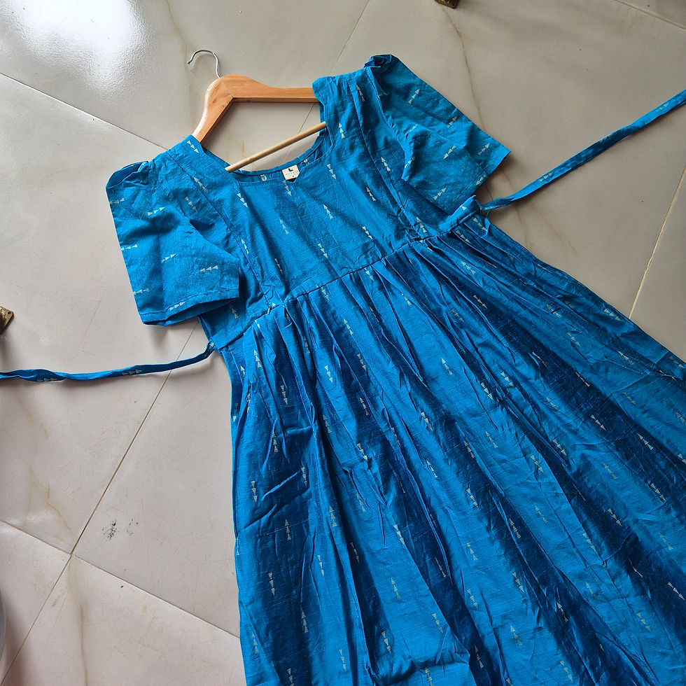 Thumbnail: Blue Chanderi Cotton Zipped Feeding Kurthi