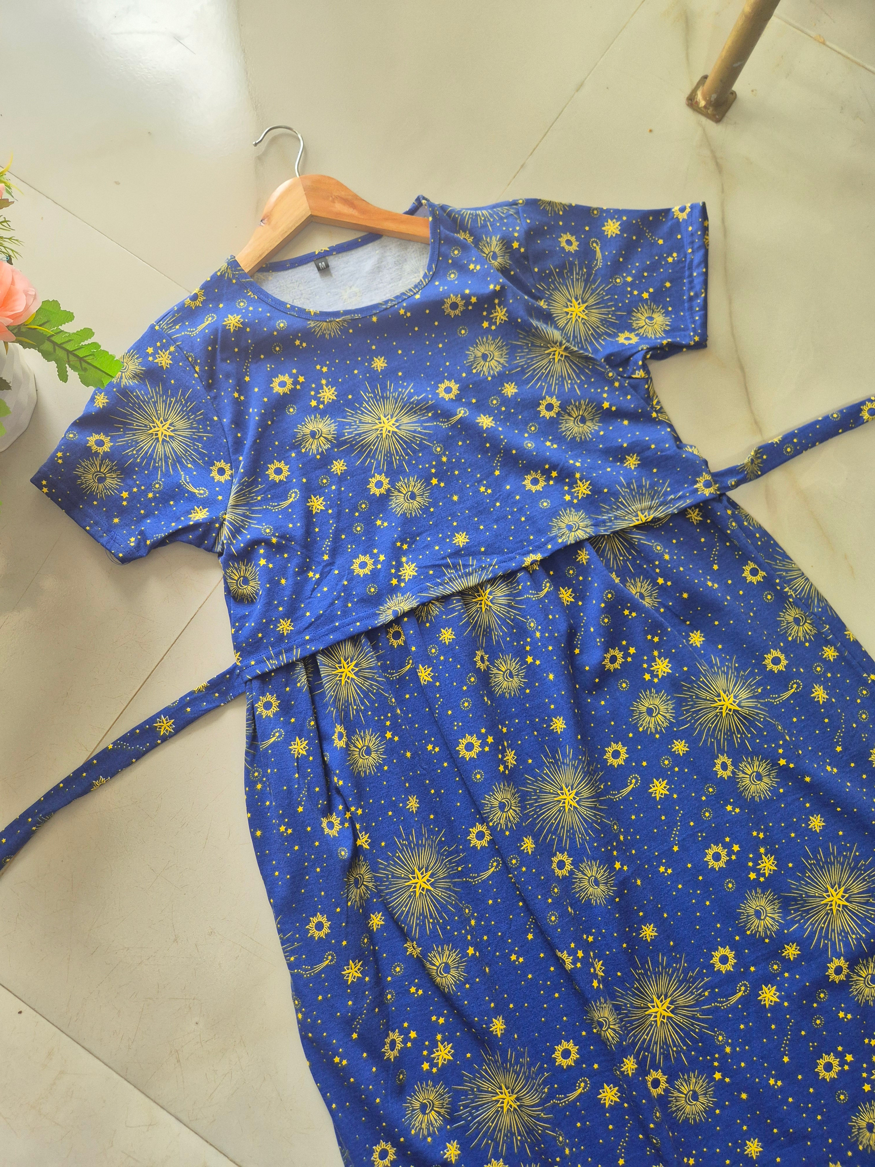 Blue Sparklers Cotton hoisery Zipless maxi ZM005