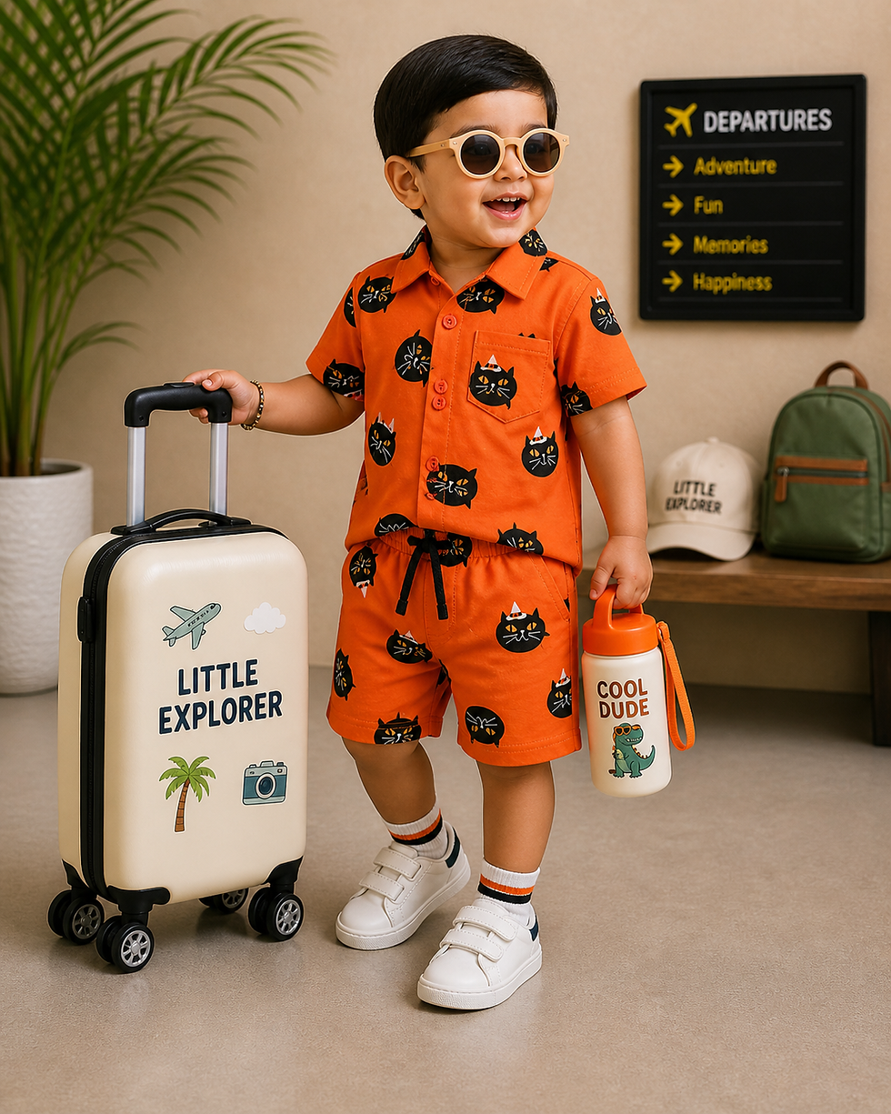 Thumbnail: Orange cat collar button style co-ord set