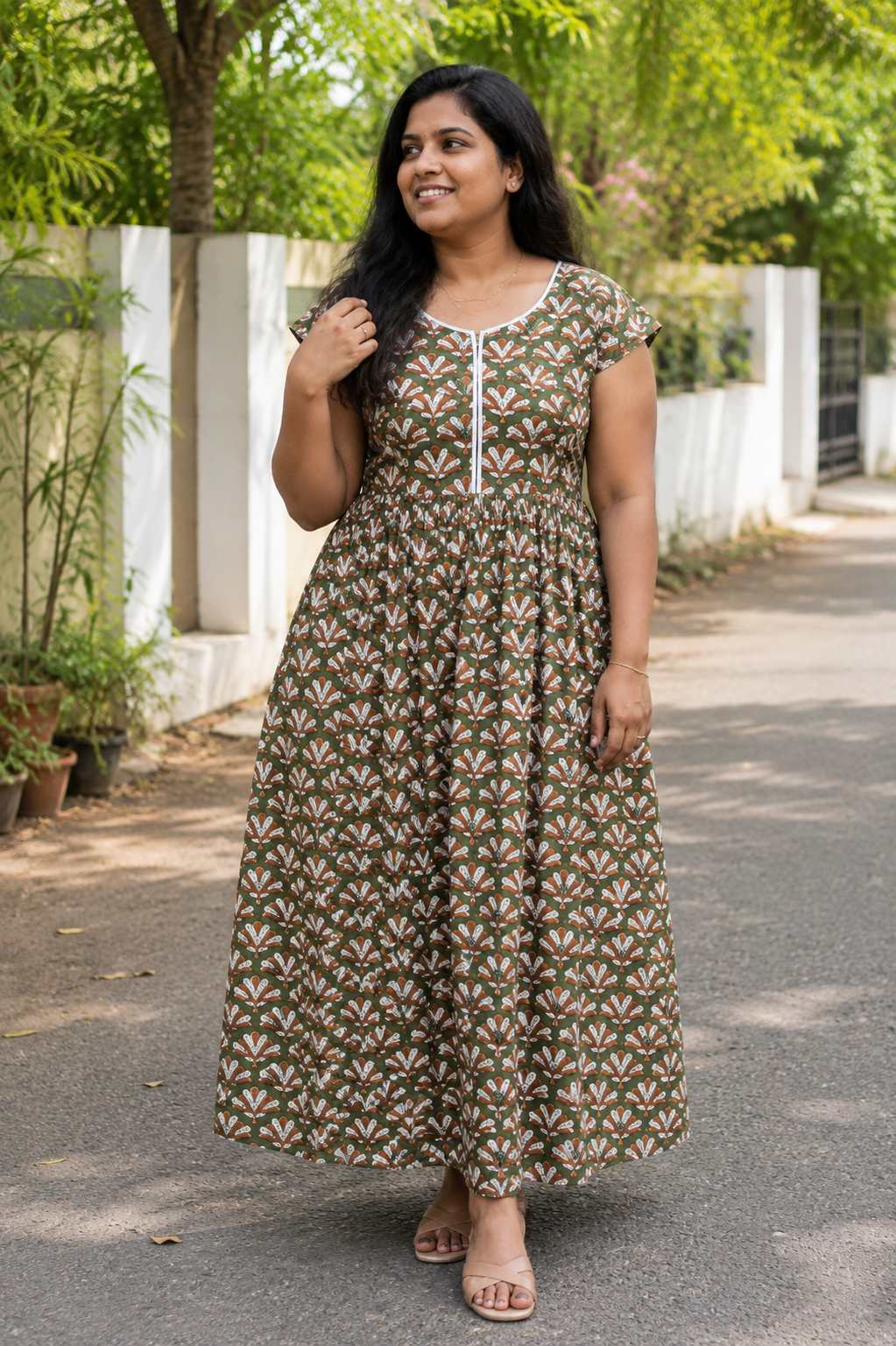 Mehandi Green Jaipur Cotton Normal maxi