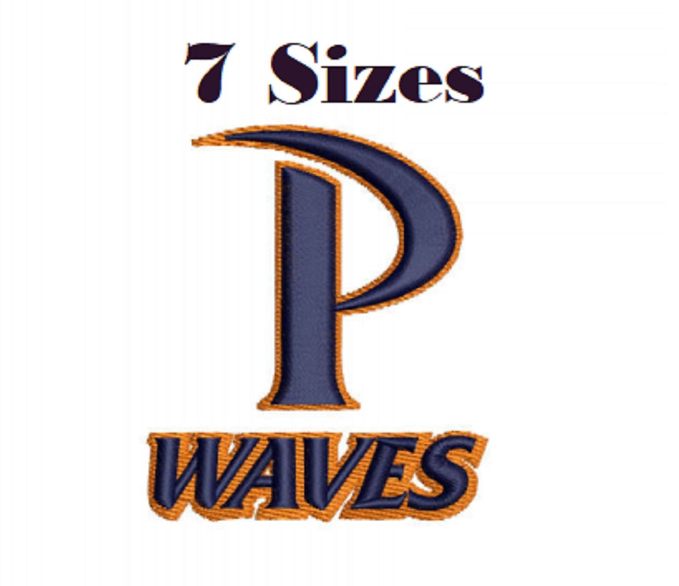 Pepperdine Waves men's basketball Embroidery Design File 7 Size