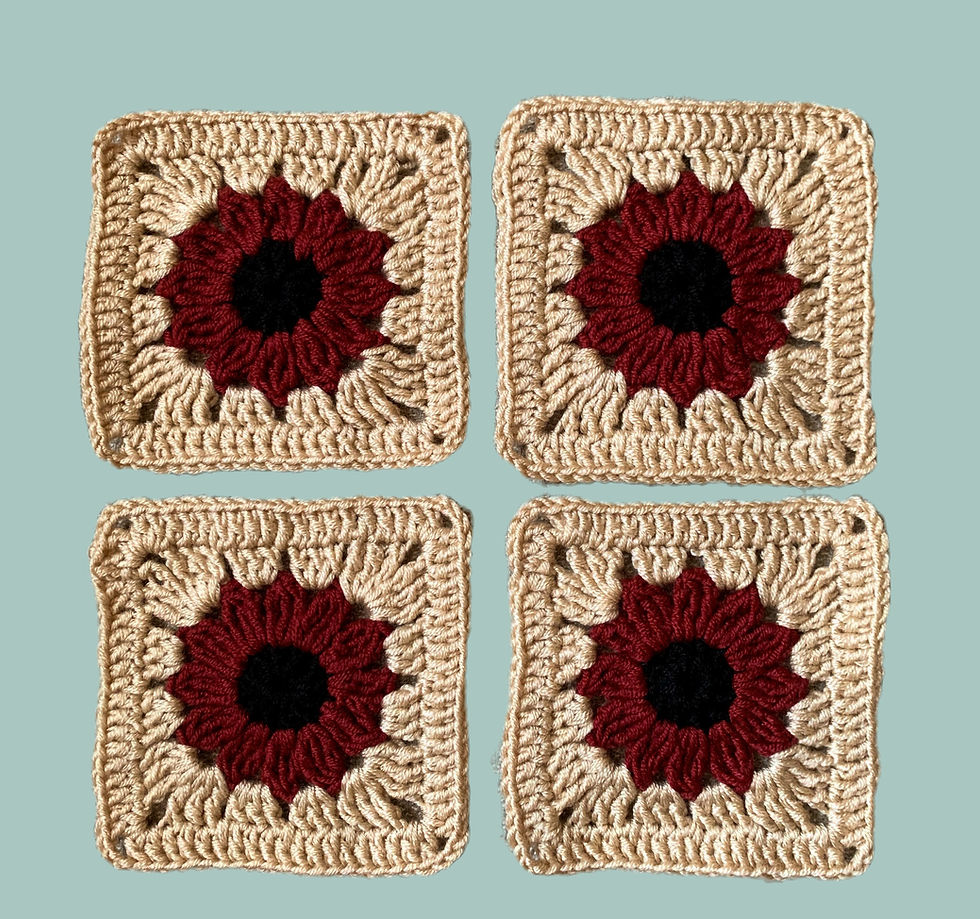 Red African Daisy Granny Square Crochet