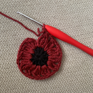 Red African Daisy Granny Square Crochet