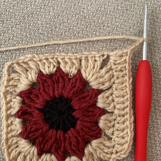 Red African Daisy Granny Square Crochet