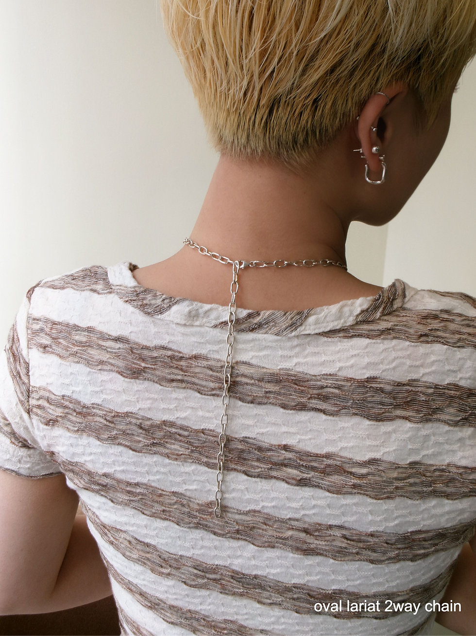 Thumbnail: Matisse nude - oval lariat 2way chain necklace