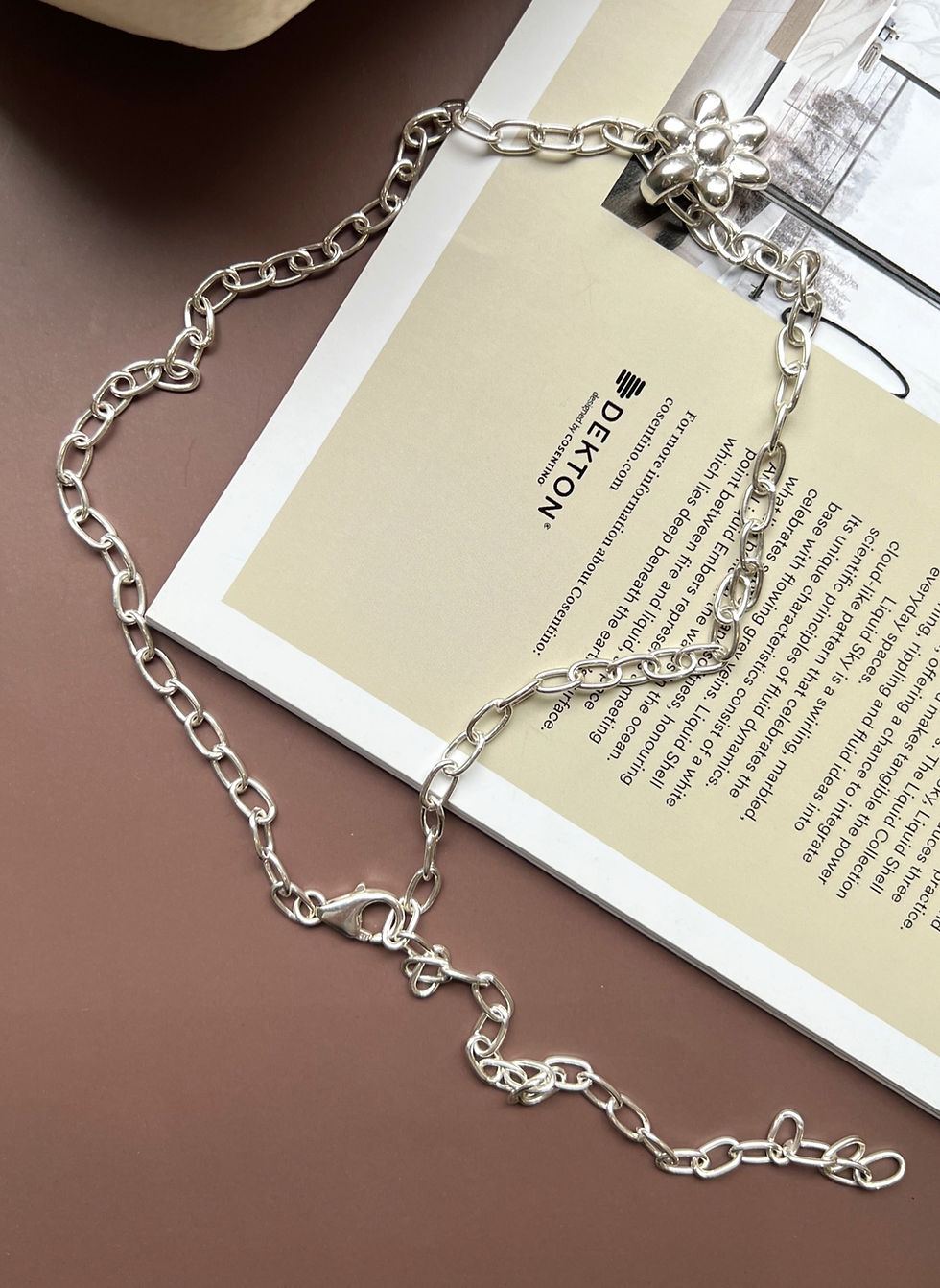 サムネイル： abstract flowers - oval lariat 2way chain necklace