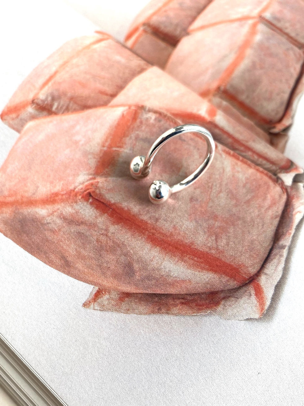 Thumbnail: double ball wavy ear cuff ring