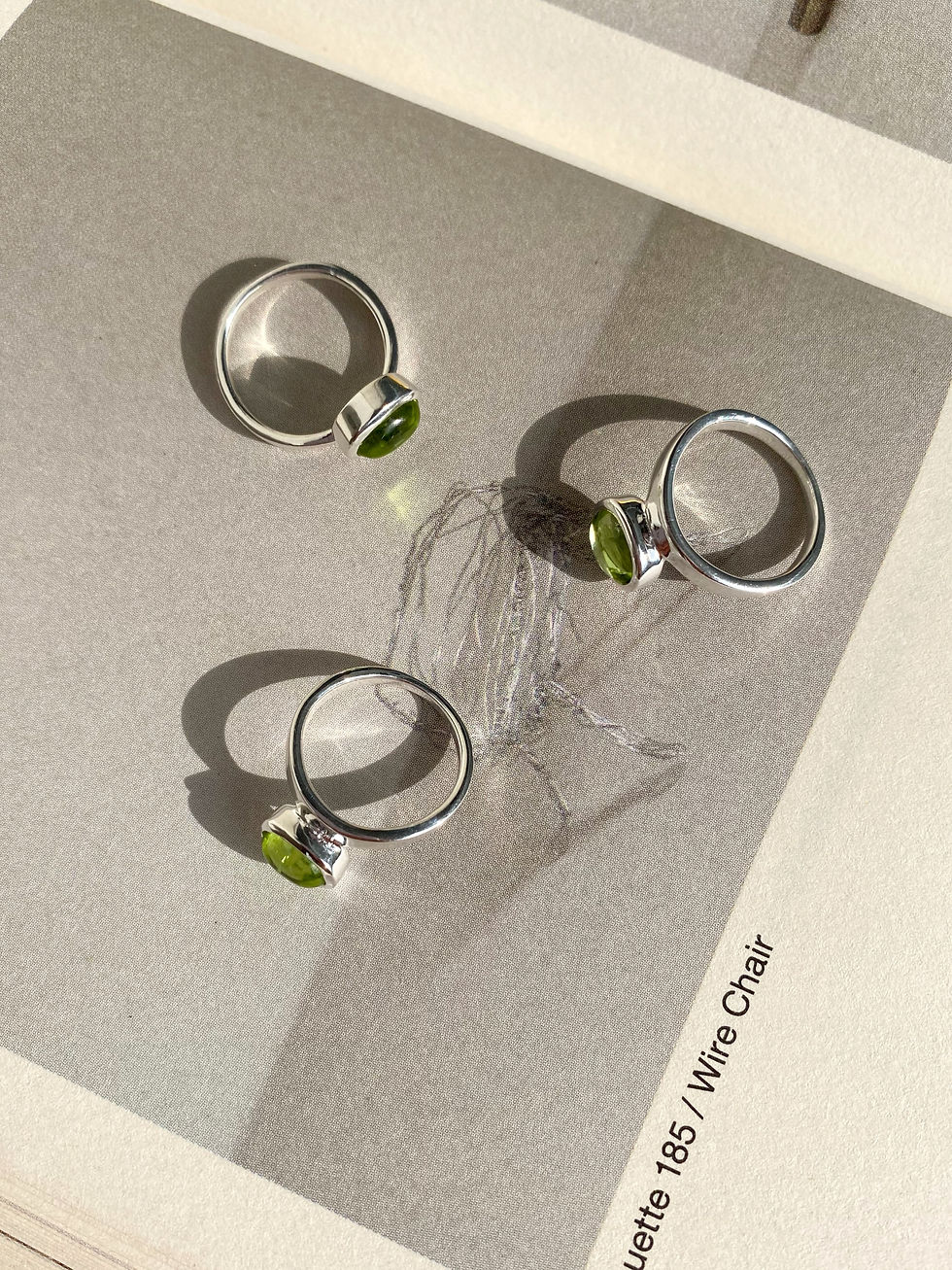 Thumbnail: natural stone stackable ring - peridot