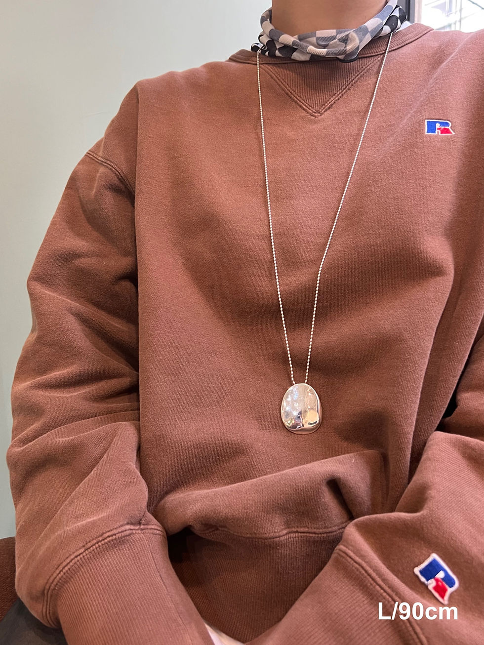 Thumbnail: egg shell - rice pearl chain necklace