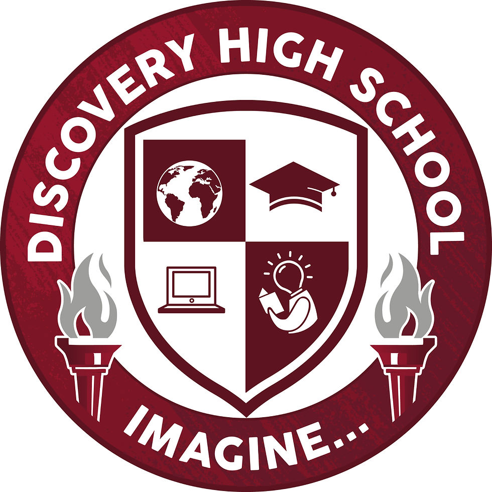 Discovery High School logo: global learning, Imagine...