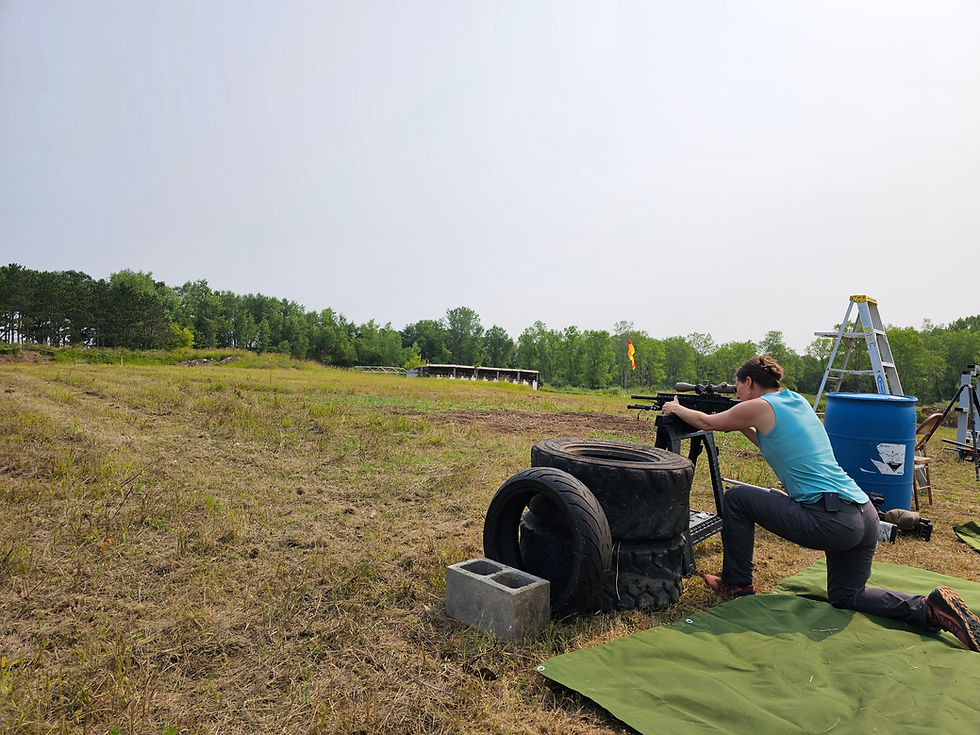 Woman shooting a precision Rimfire match