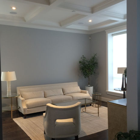 温哥华客厅角落，舒适的扶手椅，抱枕，靠窗的阅读区，室内软装饰。