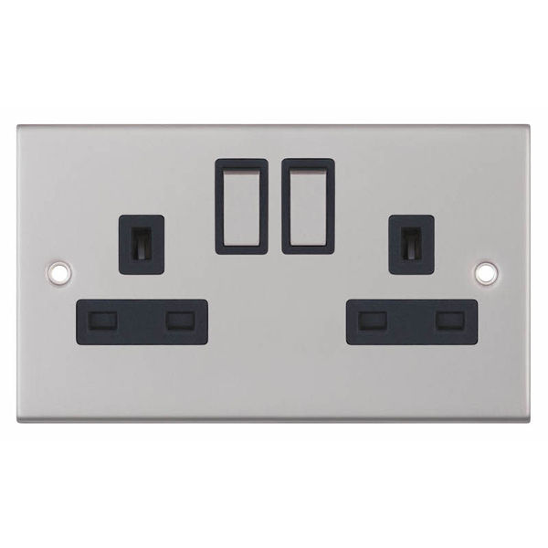 Brushed Chrome Twin Socket