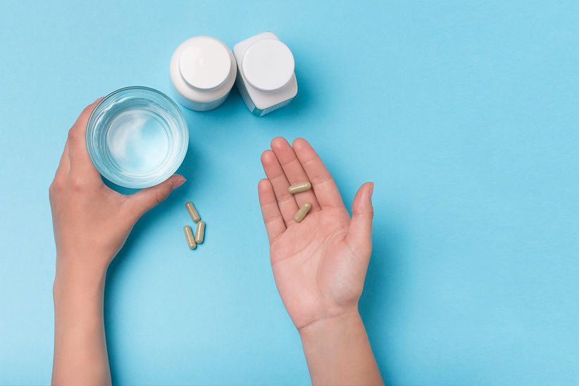 Someone taking their supplements