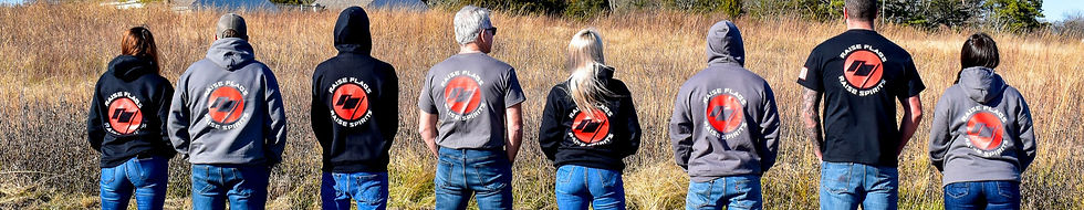 A group of people rocking FlagRazor apparel, including shirts and hoodies