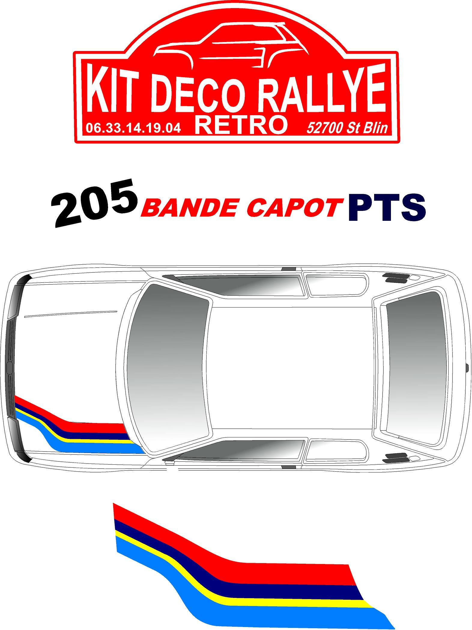 KIT DECO RALLYE  BANDE CAPOT 205 PTS