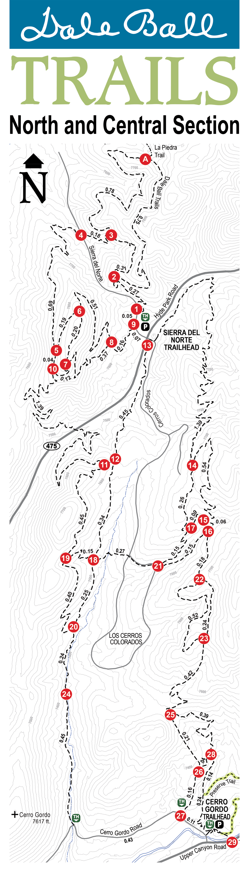 map of Dale Ball trails near Santa Fe, New Mexico