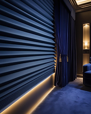 Blackout smart blinds lowering automatically before film begins