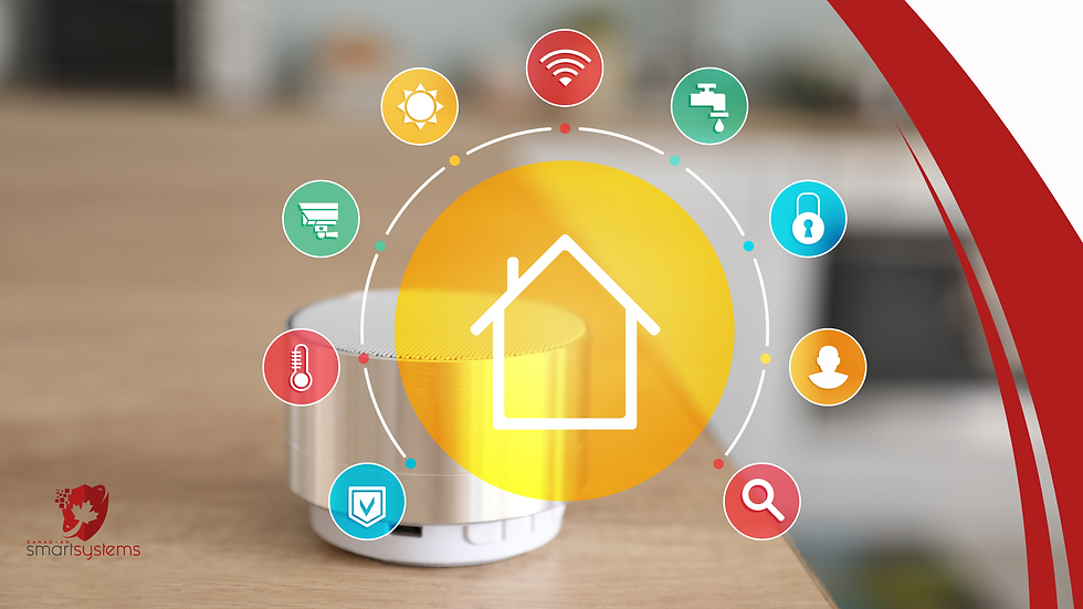 Smart home automation system setup in a modern Canadian home with connected lighting, thermostat, and security devices.