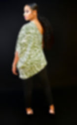 Thumbnail: Women's One Shoulder Green & White Safari Print Top