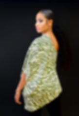 Women's One Shoulder Green & White Safari Print Top