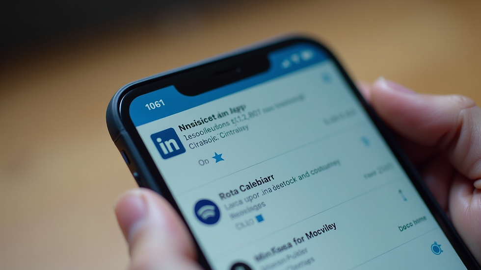 Close-up view of a smartphone screen showing LinkedIn notifications and messages