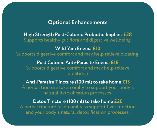 Colonic hydrotherapy service treatment schedule image