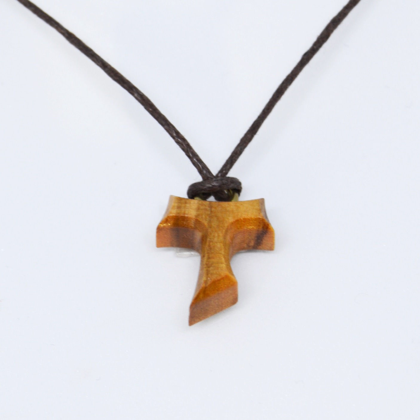 Olive Wood Cross Tau Necklace