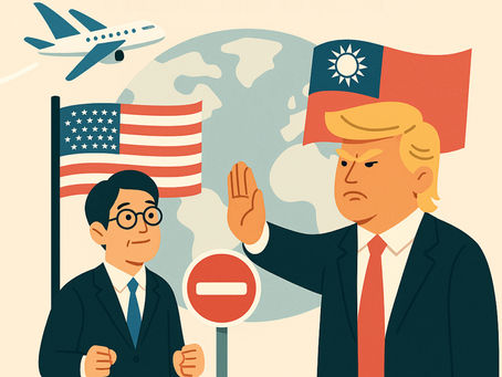 Illustration of Taiwan’s Lai Ching-te and Donald Trump in abstract style, symbolizing U.S.–Taiwan tensions.