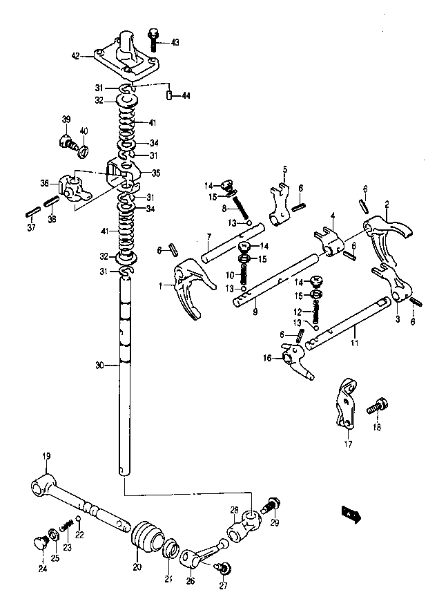 Wybieraki biegów skrzyni 4 biegowej