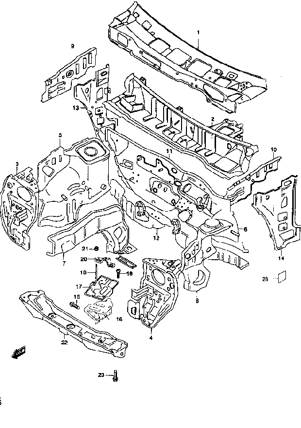 Blachy wewnętrzne komory silnika