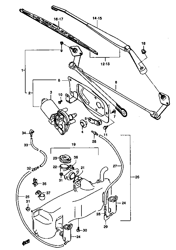 Wycieraczki przód, spryskiwacz