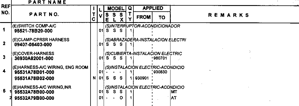 Przewody, wiązki klimatyzacji, wyłączniki