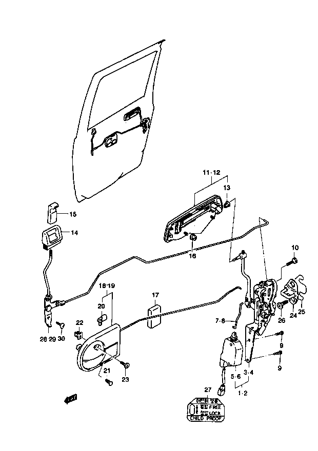 Drzwi tylne zamek + siłownik CZ (R-prawe i L-lewe)