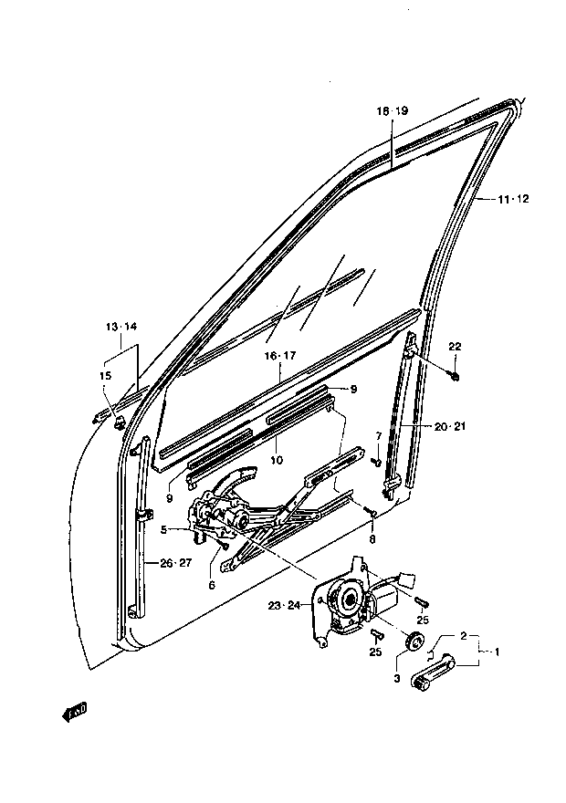 Podnośnik szyby ,mech. i elektr. drzwi /przód/