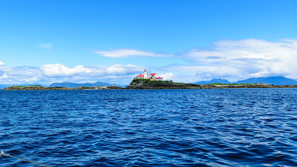 Green Island lighthouse at the Dixon Entrance is the last Canadian lighthouse before entering U.S. waters. It's an important weather observation station for boats transiting Dixon Entrance north or south.