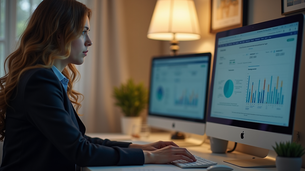 Visão lateral de uma pessoa usando computador para analisar investimentos