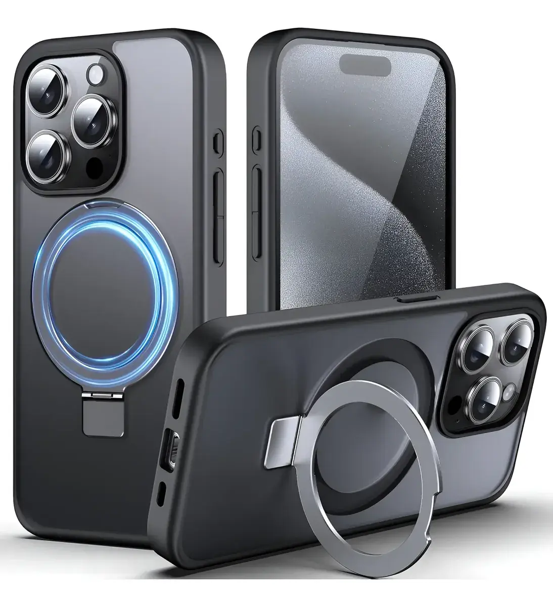 Capa fosca para iPhone com Magsafe com suporte 360°