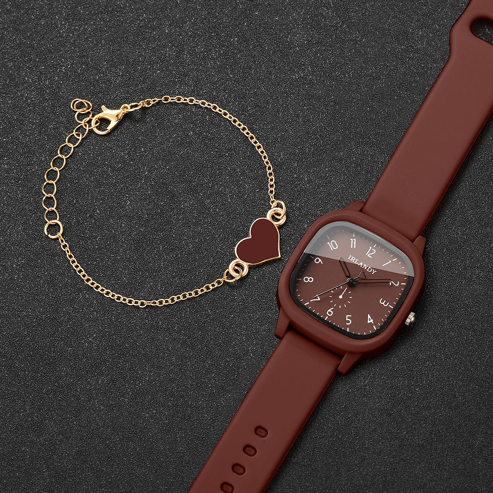 Miniatura: 2PCS  Relógio feminino de quartzo com mostrador árabe, pulseira em formato de co