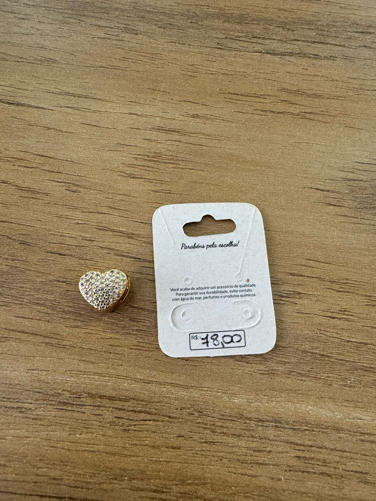 Pingente coração P cravejado