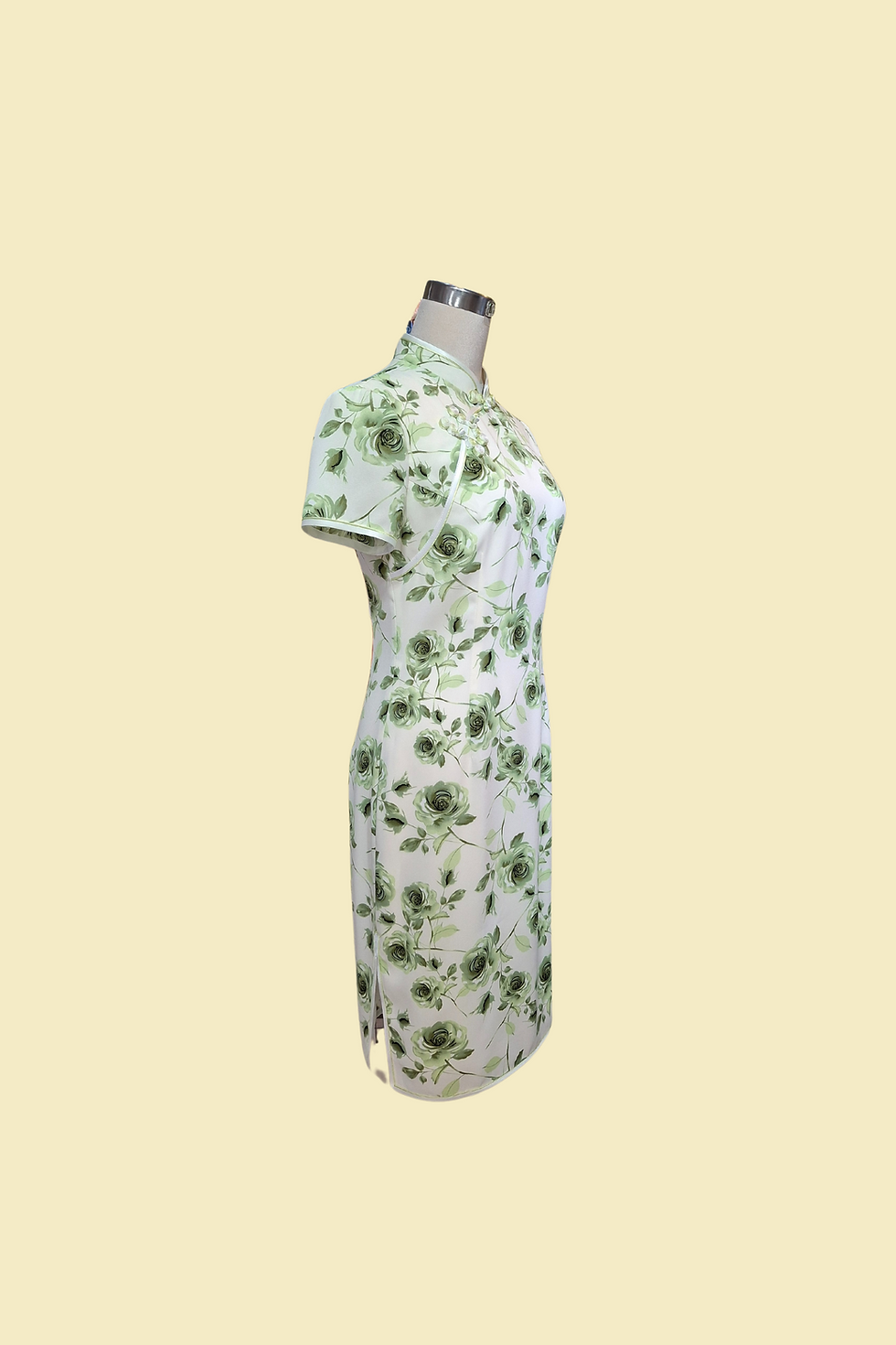 Thumbnail: 淺綠玫瑰花旗袍  Light green rose cheongsam Qipao B-029