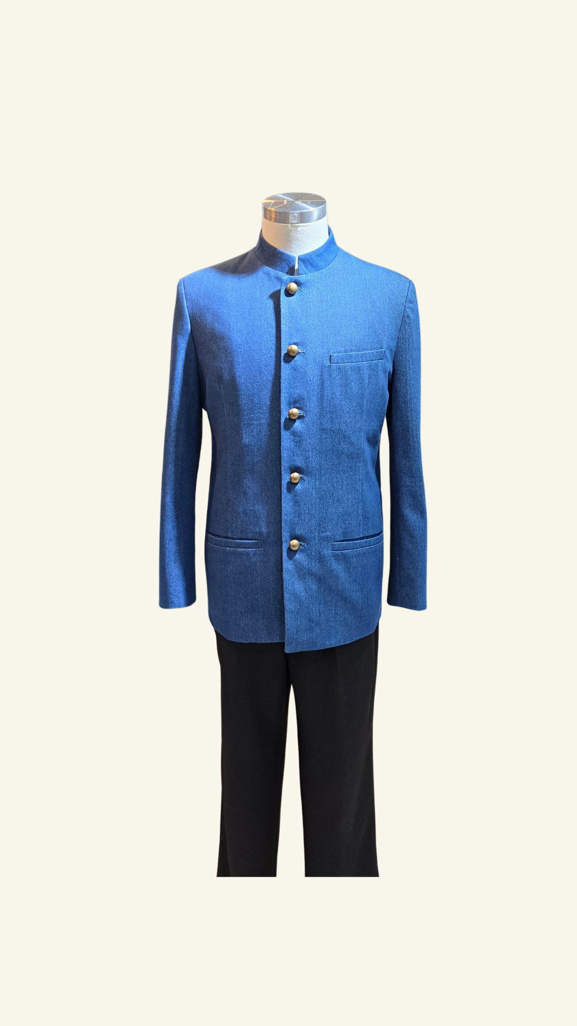 牛仔布中山裝男士 Chinese Denim Tung Suit Man Coat L-018