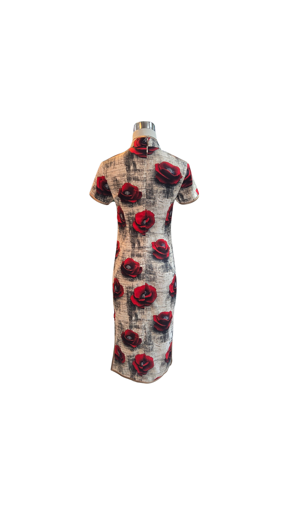 Thumbnail: 紅玫瑰短旗袍 Red Rose short qipao P-015