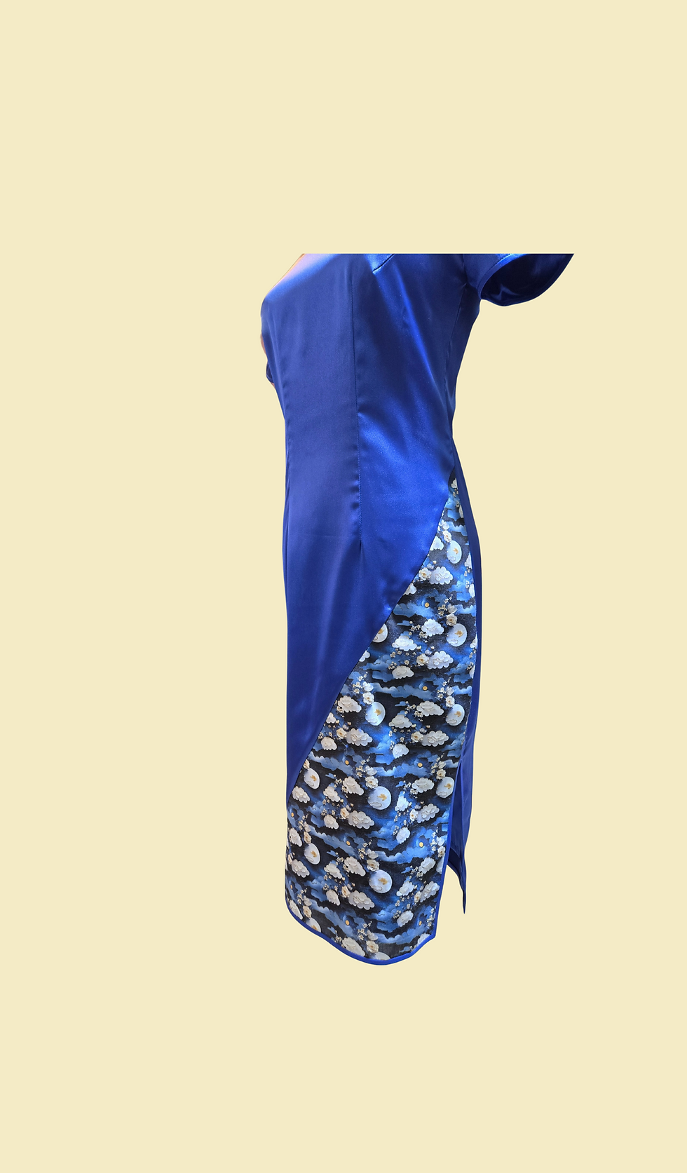 Thumbnail: 藍色仿醋酸旗袍 Blue Faux Acetate cheongsam qipao EU-004
