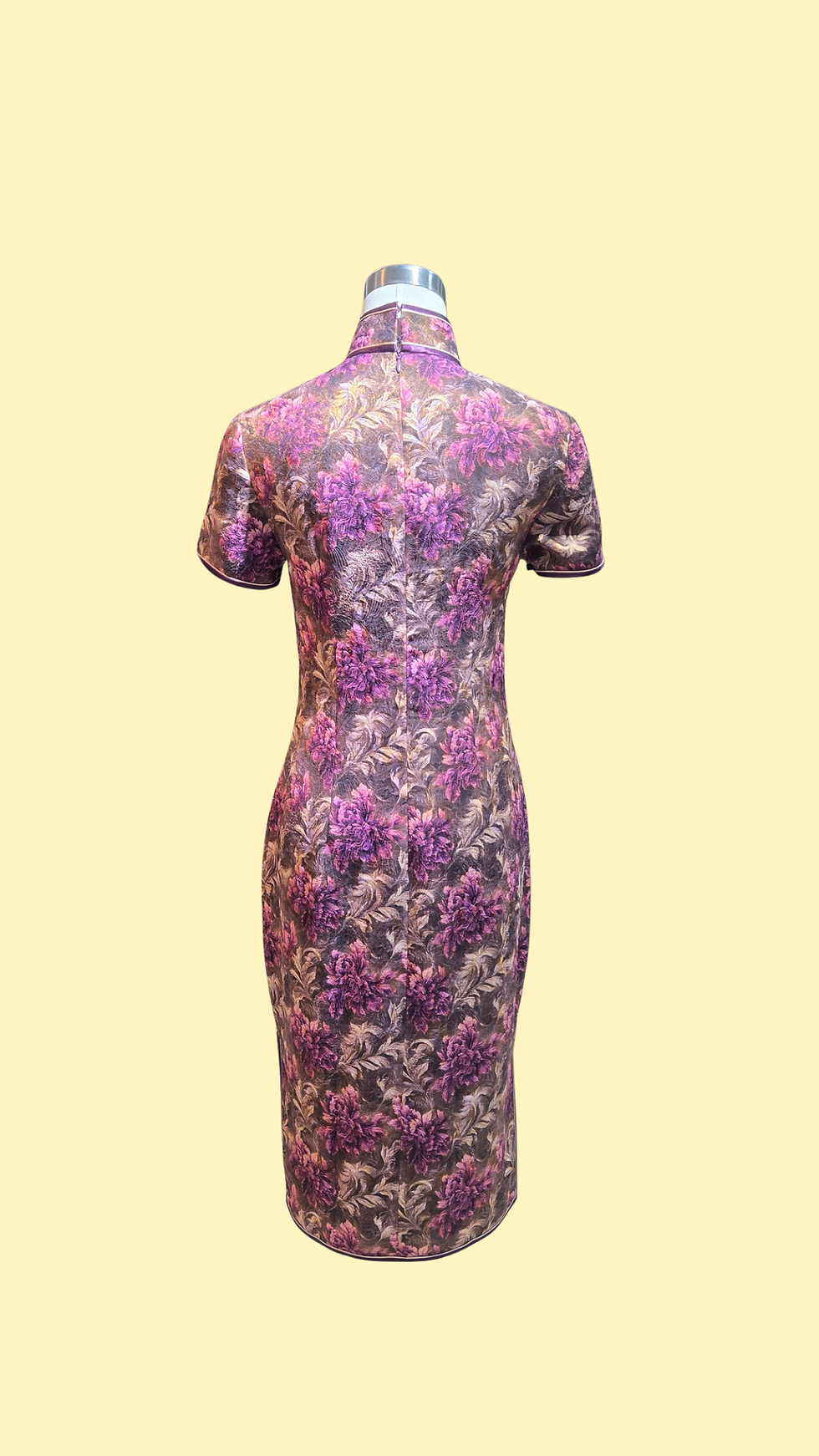Thumbnail: 金紫流光牡丹花旗袍 Imperial Peony short qipao NS-650